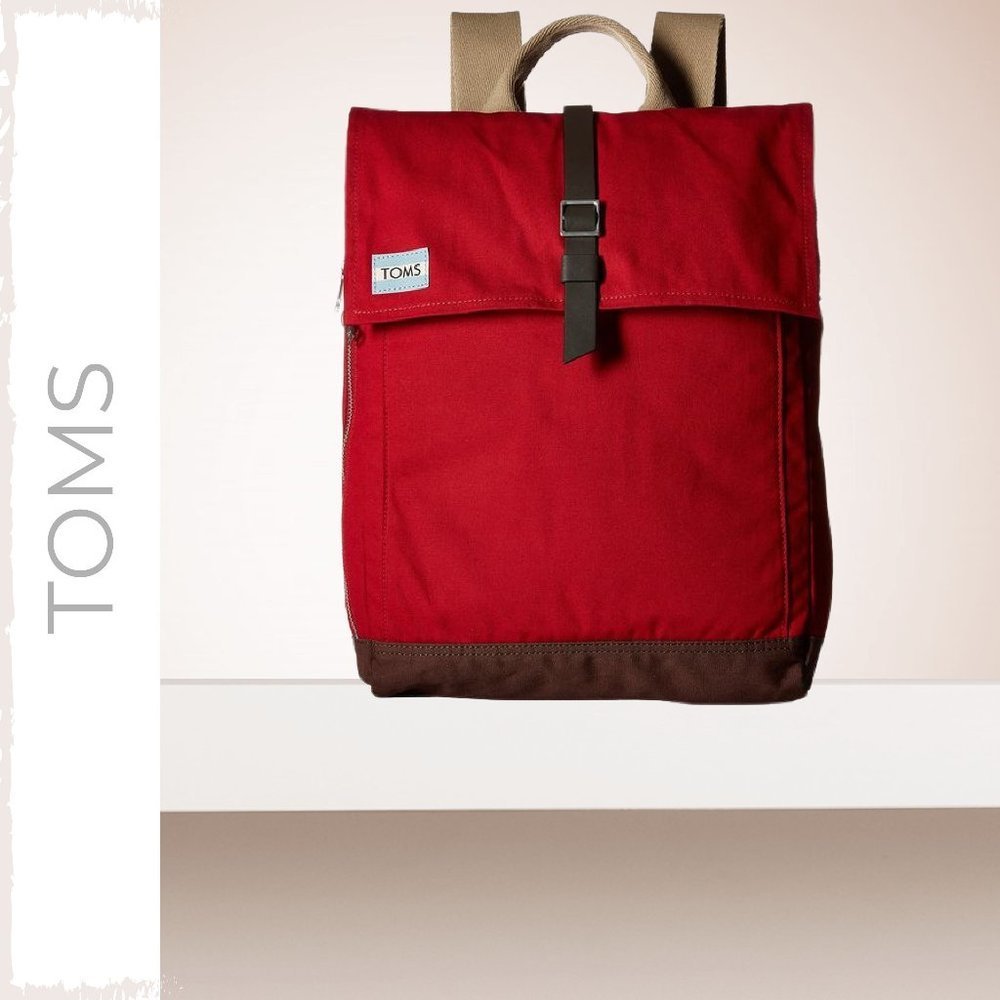 TOMS Chili Utility Canvas Trekker Laptop Backpack: Red